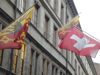 Geneva and Swiss flags