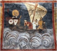 The Miracle at Sea, from teh life of St. Nicholas, 1259