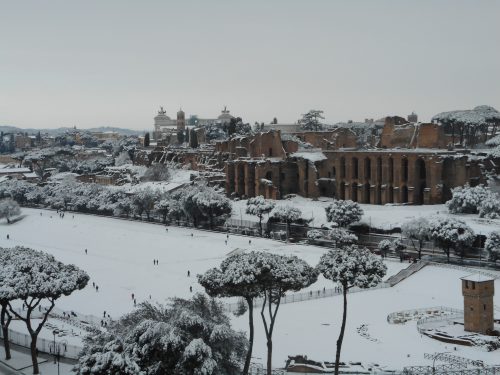 Snow in Rome, Italy